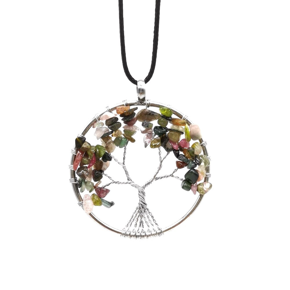 Wholesale Natural Colorful Crystal Life Tree Necklace